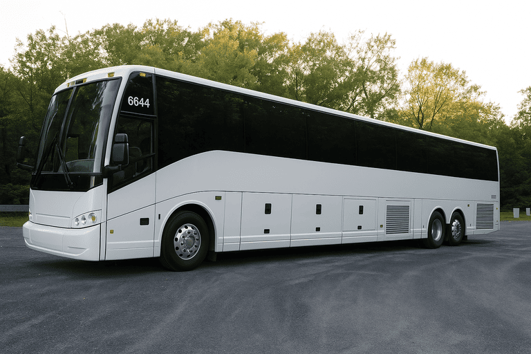 exterior of Charter Bus Rental Olympia coach bus